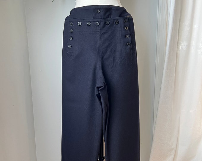 Vintage Wool Navy Sailor Pants, Navy Cracker Jack Uniform, 13 Button Bell Bottom