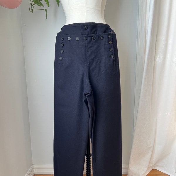 Vintage Wool Navy Sailor Pants, Navy Cracker Jack Uniform, 13 Button Bell Bottom