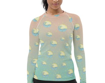 Women&#39;s Rash Guard Sun Wave Ombre Aqua