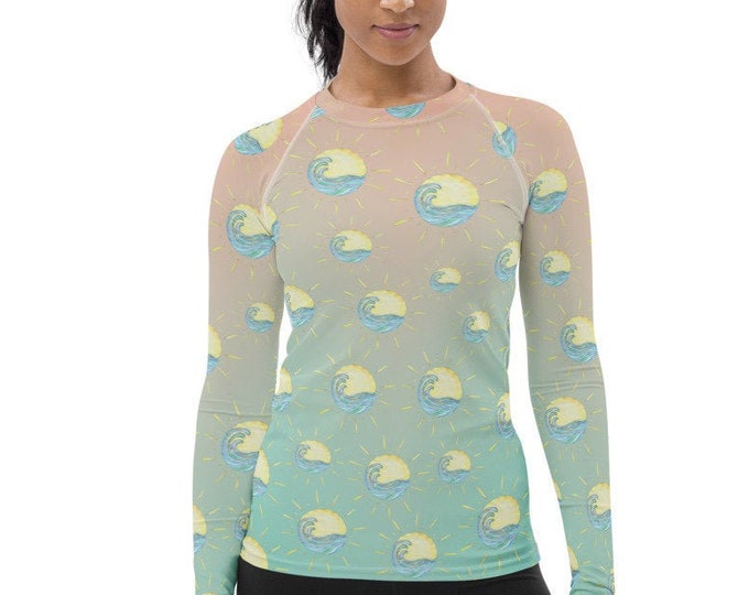 Women's Rash Guard Sun Wave Ombre Aqua