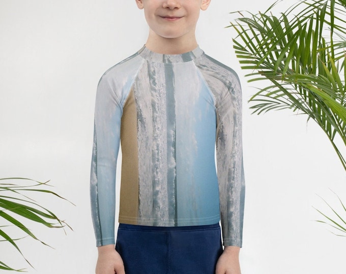 Kids Rash Guard, Vintage Ocean, Boys Bathing Suit, Sun Protection