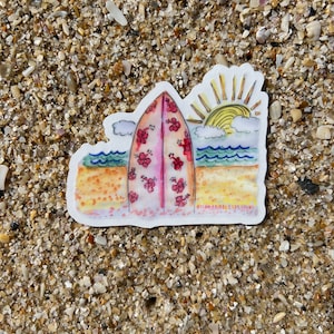 Surfboard Beach Vinyl Stickers Ishkabibbles - Etsy