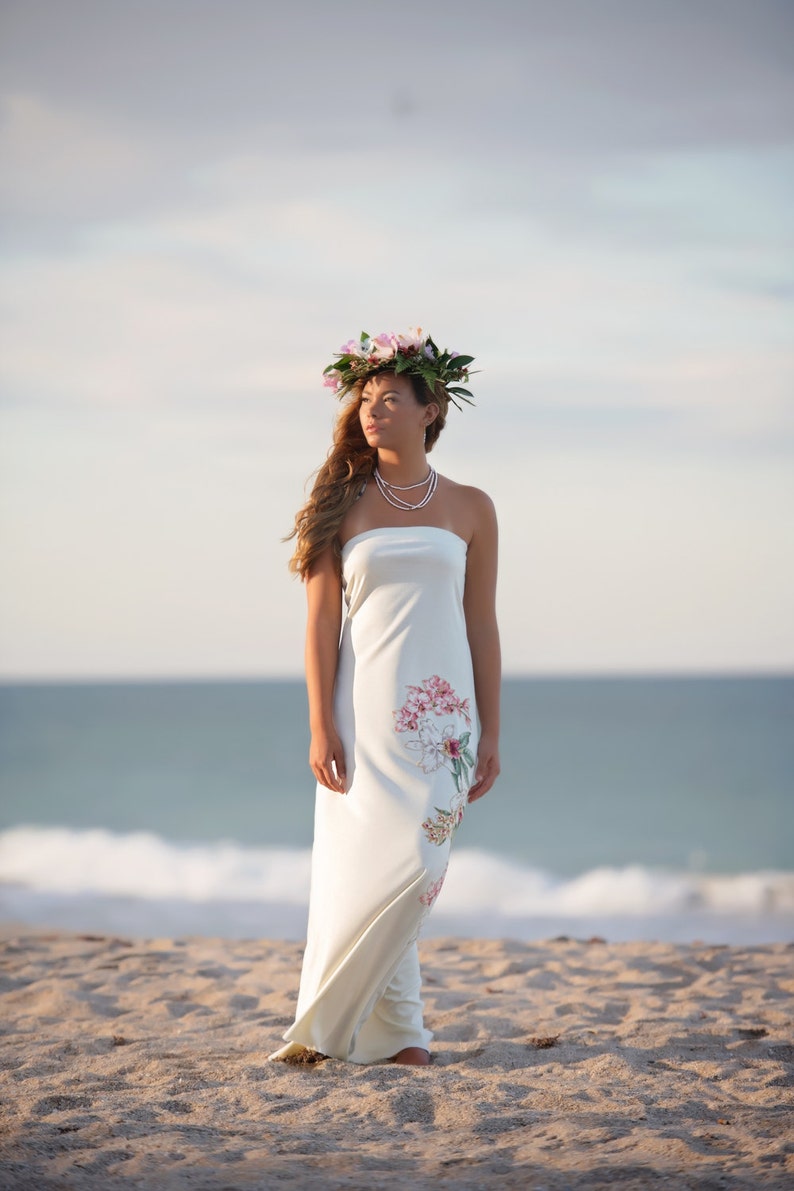 Strapless Hawaiian Beach Wedding Dress Etsy