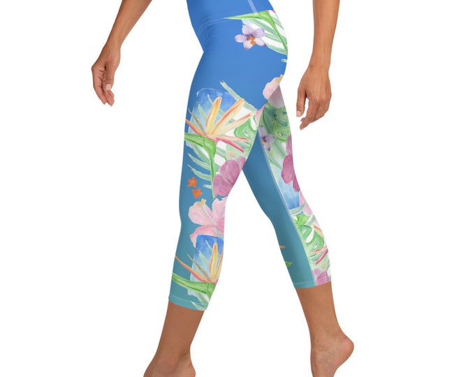 Yoga Capri Leggings Hawaiian Print