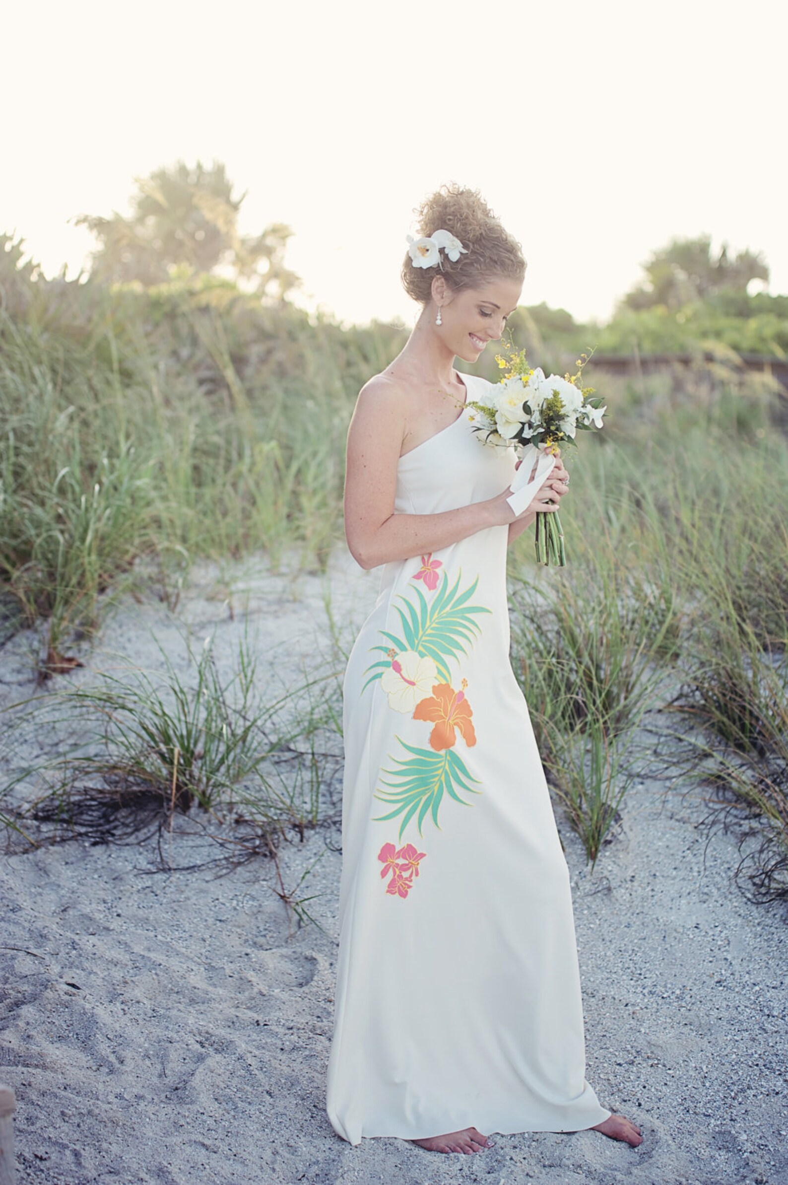 One Shoulder Beach Hawaiian Wedding Dress Etsy