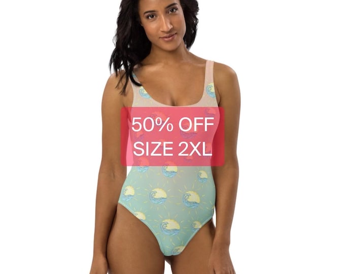 WAS 58.00 NOW 29.00, SIZE 2XL,One-Piece Swimsuit Sun Wave Ombre Aqua