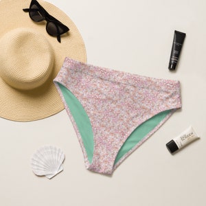 Recycled High-Waisted Bikini Bottom Pink Tropical Florals