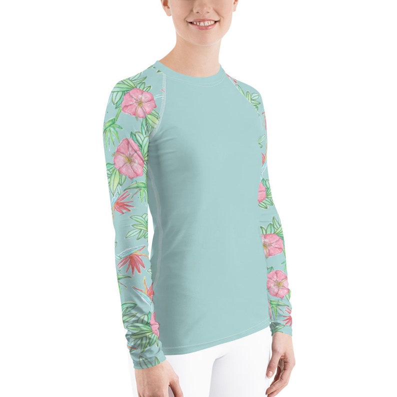 Women's Rash Guard Tropical Flowers Etsy