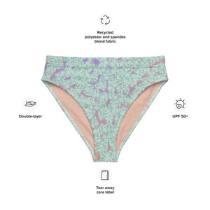 Recycled High-Waisted Bikini Bottom Tropical Leaf Print