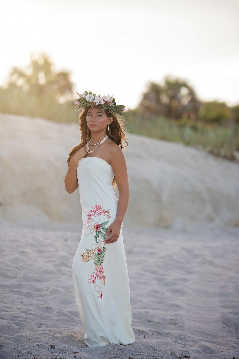 Strapless Hawaiian Beach Wedding Dress Etsy
