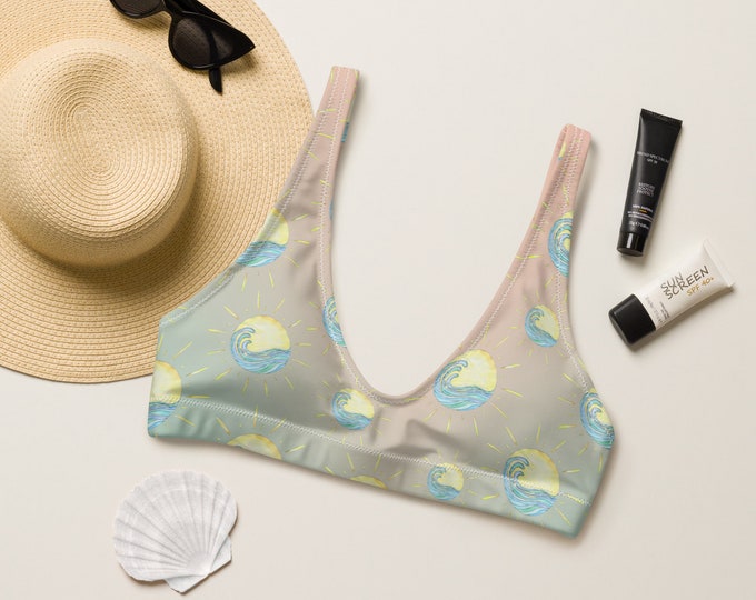 Recycled padded bikini Top Sun Wave Ombre Aqua