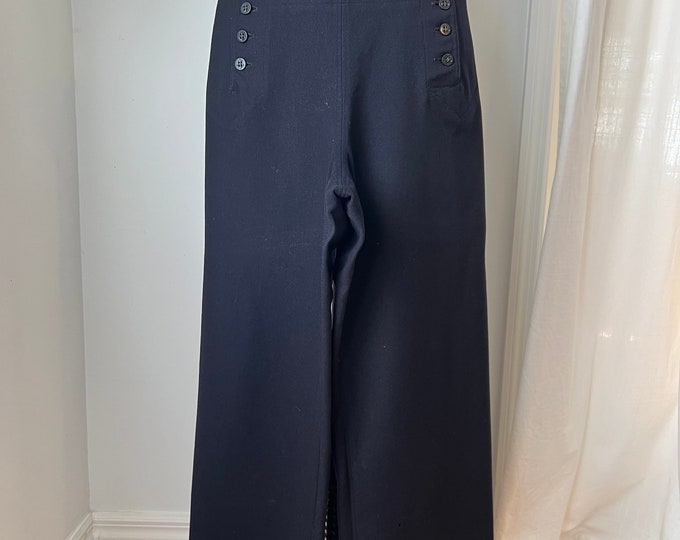 Vintage Wool Navy Sailor Pants, Navy Cracker Jack Uniform, 13 Button Bell Bottom