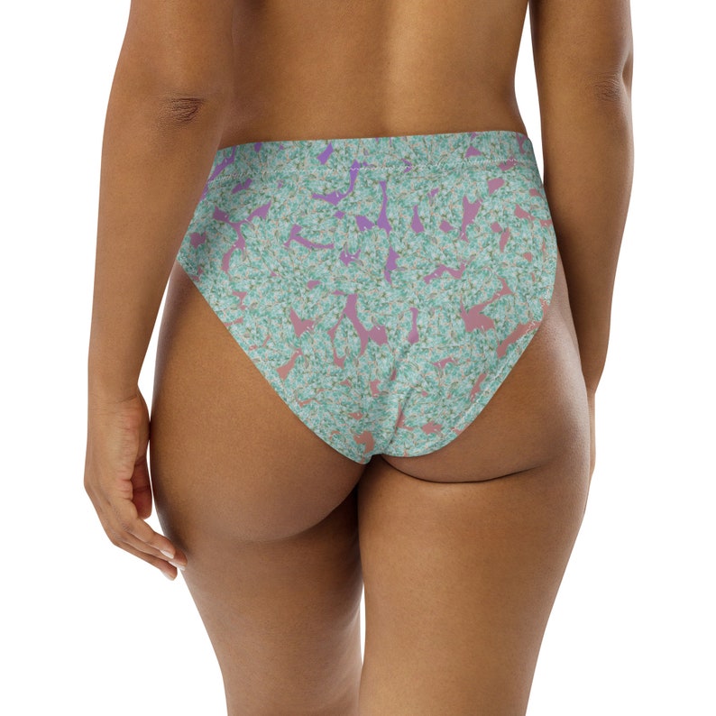 Recycled High-Waisted Bikini Bottom Tropical Leaf Print