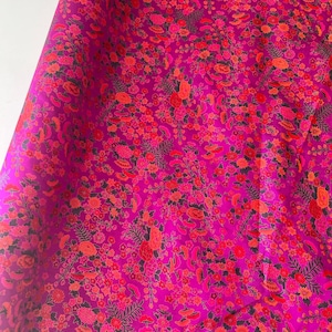 Vintage Thai Silk, Fabric by The Yard, Pink on Pink Small Floral Print