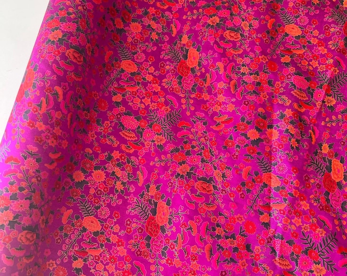 Vintage Thai Silk, Fabric by The Yard, Pink on Pink Small Floral Print