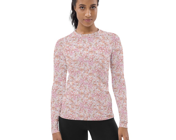 Women's Rash Guard Pink Tropical Florals