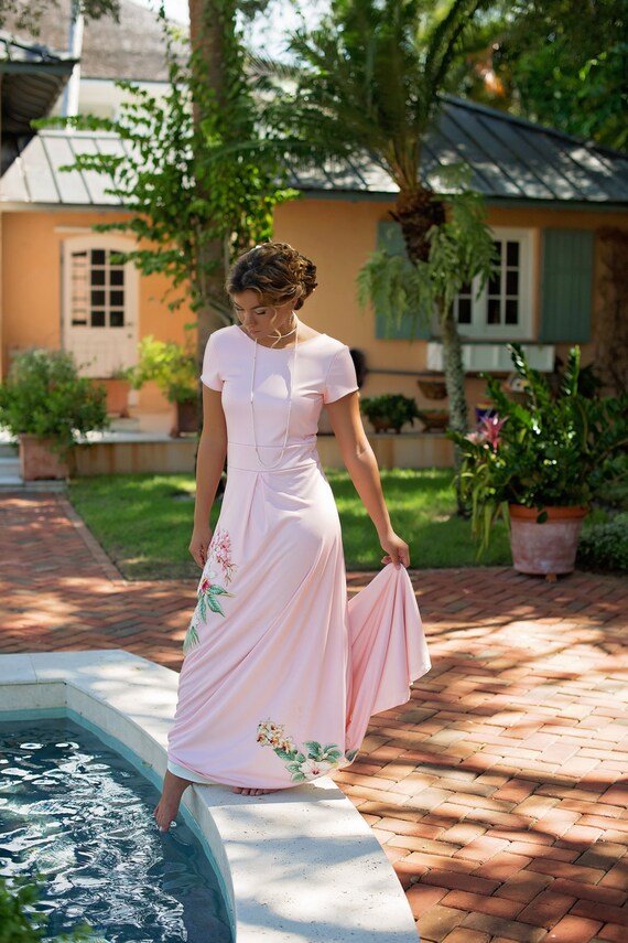 Blush Pink Beach Wedding Dress Etsy