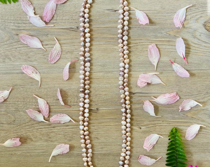 Extra Long Blush Pink Faux Pearl Strand, 62"