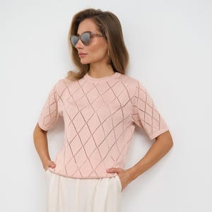Knitted T-Shirt for Women | Soft, elastic and pleasant to the body | High Quality Cotton Shirt | Knitwear with Sleeves