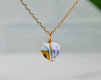 Crystal Heart Charm Pendant Handmade Necklace - Limited Edition - Innerstellar Love Jewelry Collection