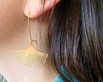 Ginkgo Biloba Fan Shaped Leaf Lightweight Earrings | Gold or Silver | Handmade Minimalist, Nature, Sacred, Zen, Summer, Autumn Forest Tree