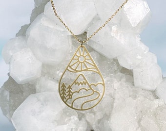 Sun Mountain Lightweight Necklace | Rachel Beyer Illustration x A Tea Leaf Jewelry Collaboration