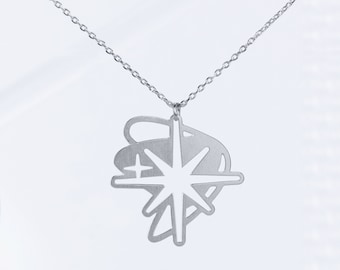 Retro Starburst Silver Lightweight Necklace | Mid-century Modern Jewelry