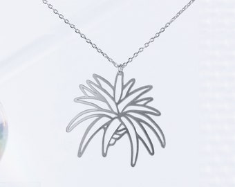 Air Plant Tillandsia Silver Tone Lightweight Necklace | Style 1. Houseplant handmade jewelry.