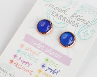 Changing Color Mood Stone Post Earrings. Gift for her. Minimalist Earrings. Handmade jewelry