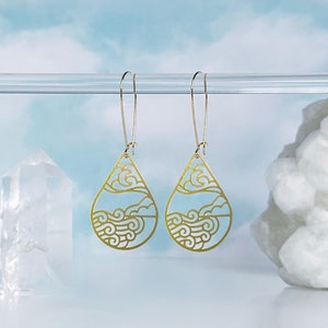 Moon Ocean Lightweight Earrings Rachel Beyer Illustration x A Tea Leaf Jewelry Collaboration image 1