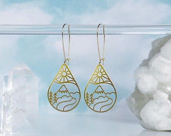 Sun Mountain Lightweight Earrings | Rachel Beyer Illustration x A Tea Leaf Jewelry Collaboration