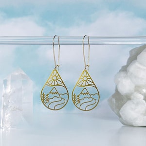 Sun Mountain Lightweight Earrings Rachel Beyer Illustration x A Tea Leaf Jewelry Collaboration image 1