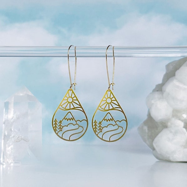 Sun Mountain Lightweight Earrings | Rachel Beyer Illustration x A Tea Leaf Jewelry Collaboration