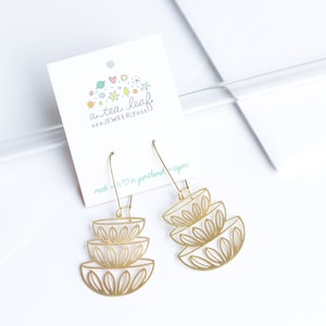 Retro Bowls Stacked Lightweight Earrings. Cathrineholm Lotus Pattern. Mid-century Modern Design.