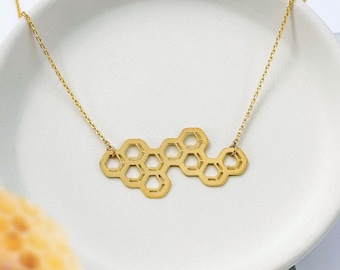 Honeycomb Lightweight Statement Necklace | Large | Gold or Silver