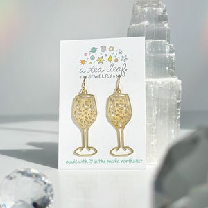 Wine Glass Geometric Gold or Silver Lightweight Earrings