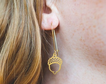 Acorn Gold Tone Lightweight Earrings