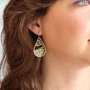 Moon Ocean Lightweight Earrings Rachel Beyer Illustration x A Tea Leaf Jewelry Collaboration image 2