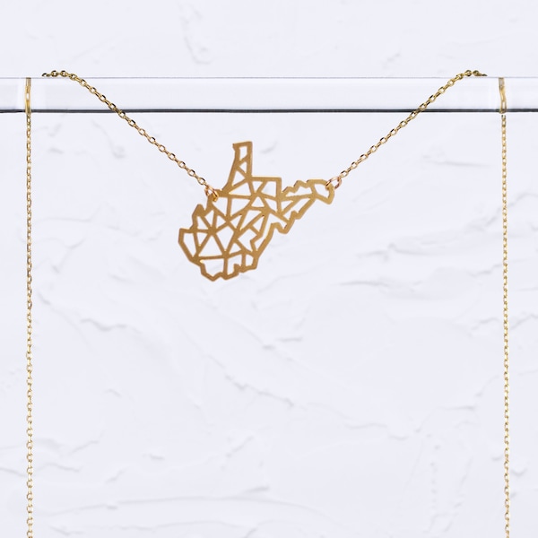 West Virginia State Geometric Gold Tone Lightweight Necklace