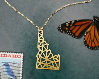 Idaho State Geometric Gold Lightweight Necklace