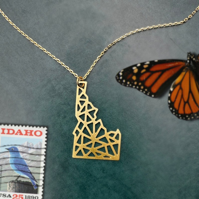 Idaho State Geometric Gold Lightweight Necklace image 1