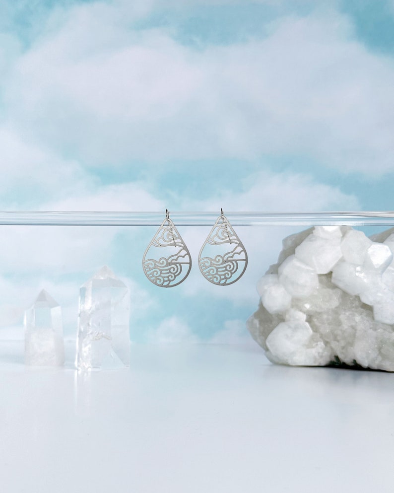 Moon Ocean Lightweight Earrings Rachel Beyer Illustration x A Tea Leaf Jewelry Collaboration Stainless S Short
