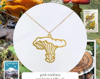 Chanterelle Mushroom Lightweight Statement Necklace | Gold or Silver