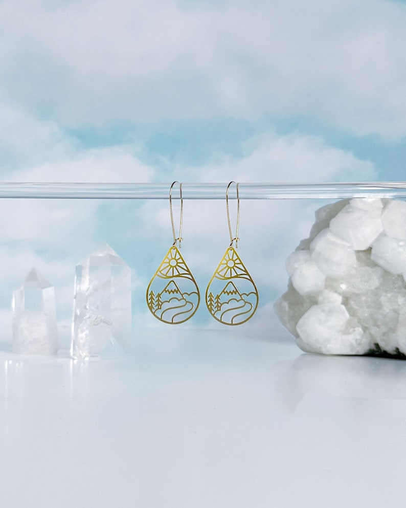 Sun Mountain Lightweight Earrings Rachel Beyer Illustration x A Tea Leaf Jewelry Collaboration image 1