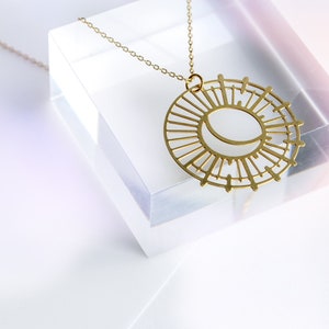 Sun and Moon Gold Tone Lightweight Necklace image 5