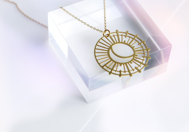 Sun and Moon Gold Tone Lightweight Necklace image 5