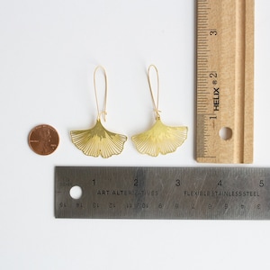 Ginkgo Biloba Leaf Lightweight Dangle Earrings Nature Lover Birthday Gift Idea image 2