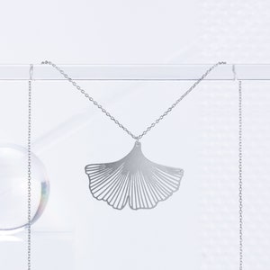 Ginkgo Biloba Leaf Lightweight Necklace Stainless Steel