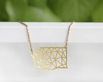 Washington State Small Geometric Gold Lightweight Necklace