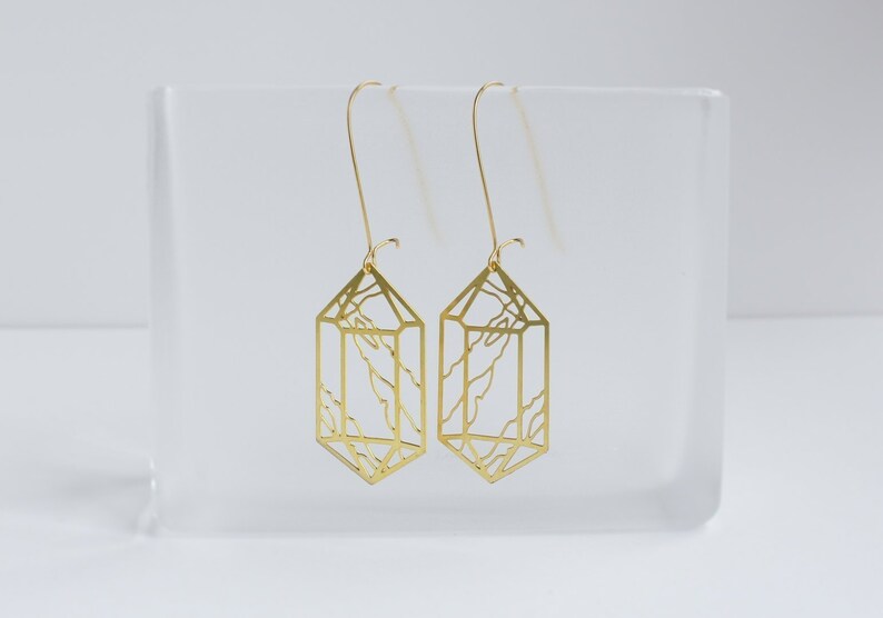 ATL-E-230 Crystal Double Point Earrings Brass